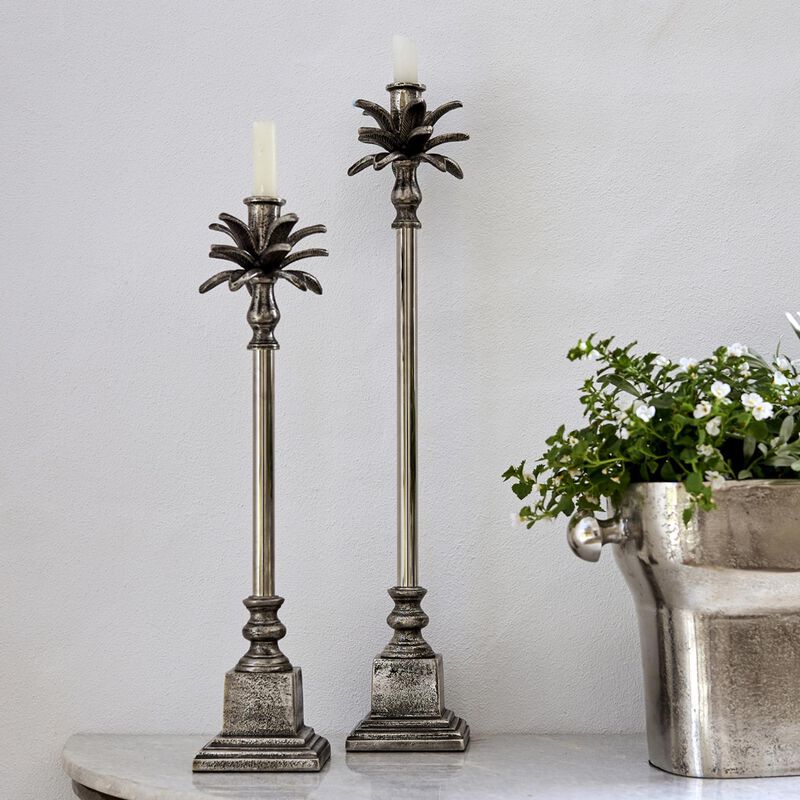 French Country Palm Leaf Candle Holder Short image number 2